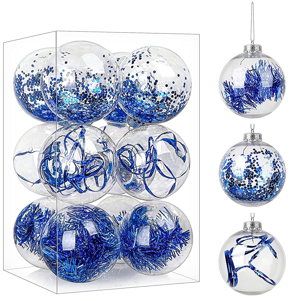 6pcs Clear Fillable Ornaments Balls, 3.15Inch/80mm DIY Clear